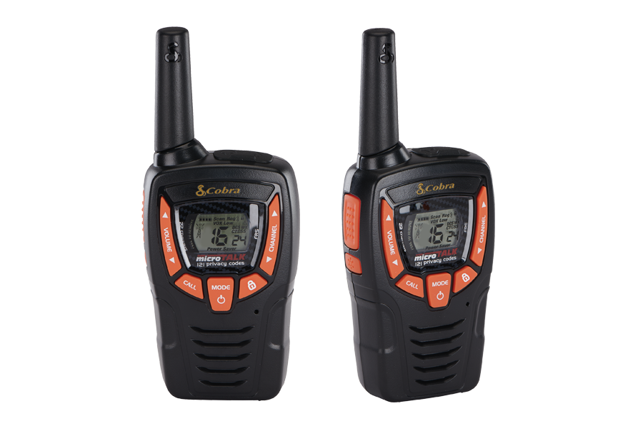 Two Cobra AM655 Two Way radios side by side.