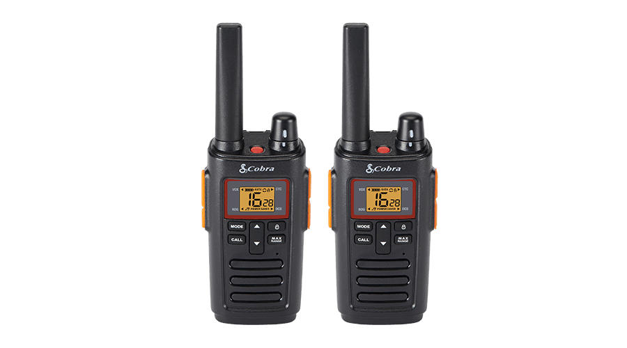 Two RX380 walkie-talkies side by side.