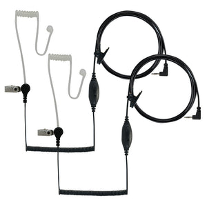 Two coiled earbud sets with microphones