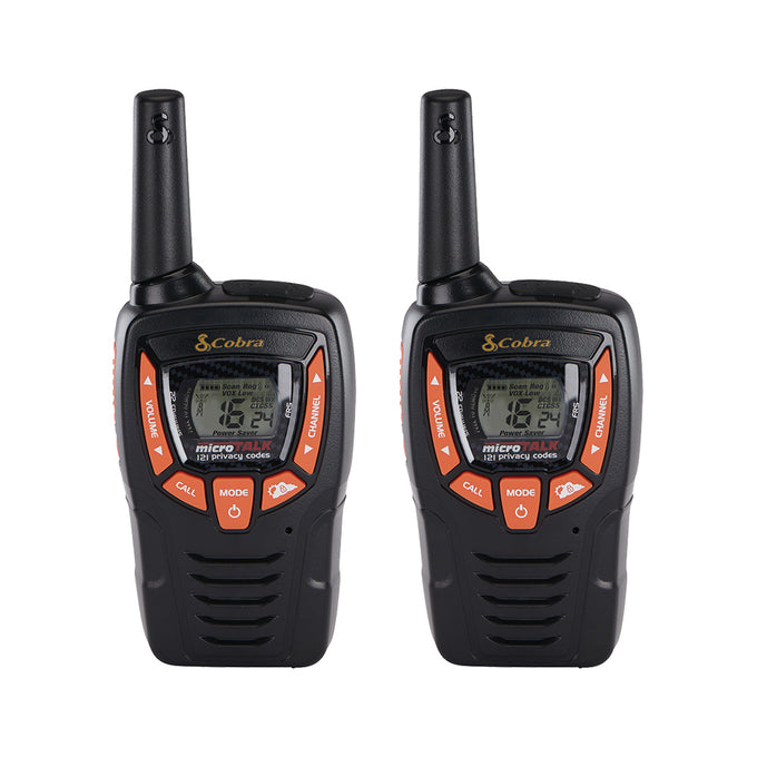 Two Cobra AM655 Two Way radios side by side.